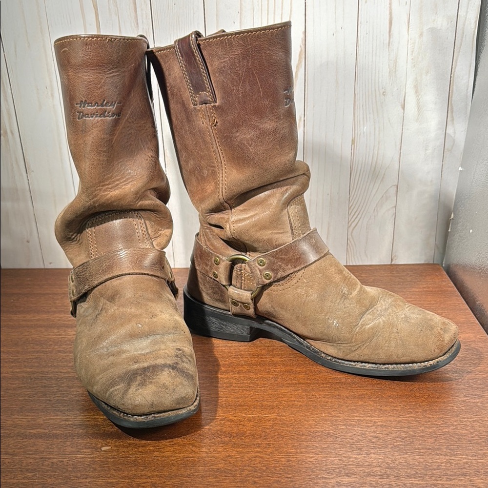 BROKEN-IN Harley-Davidson Brown Leather Boots Classic Men’s 10.5